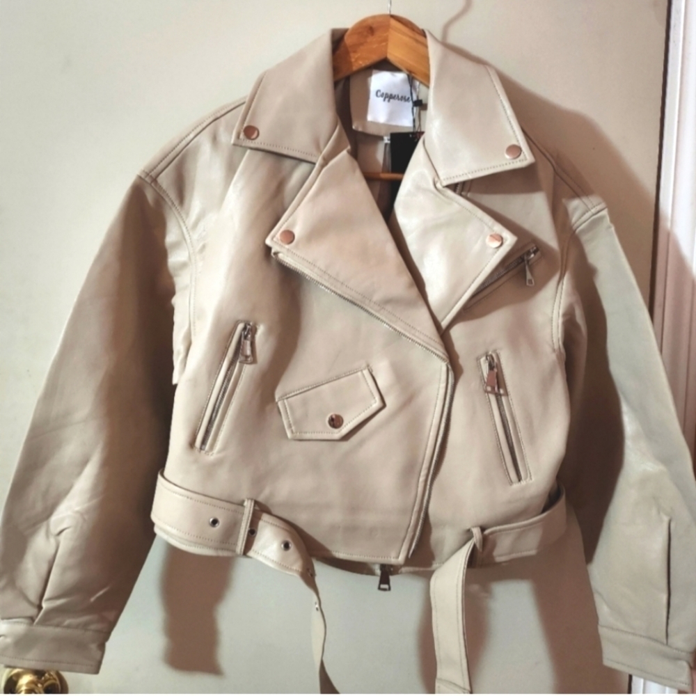 New with tags Faux leather moto jacket size Medium